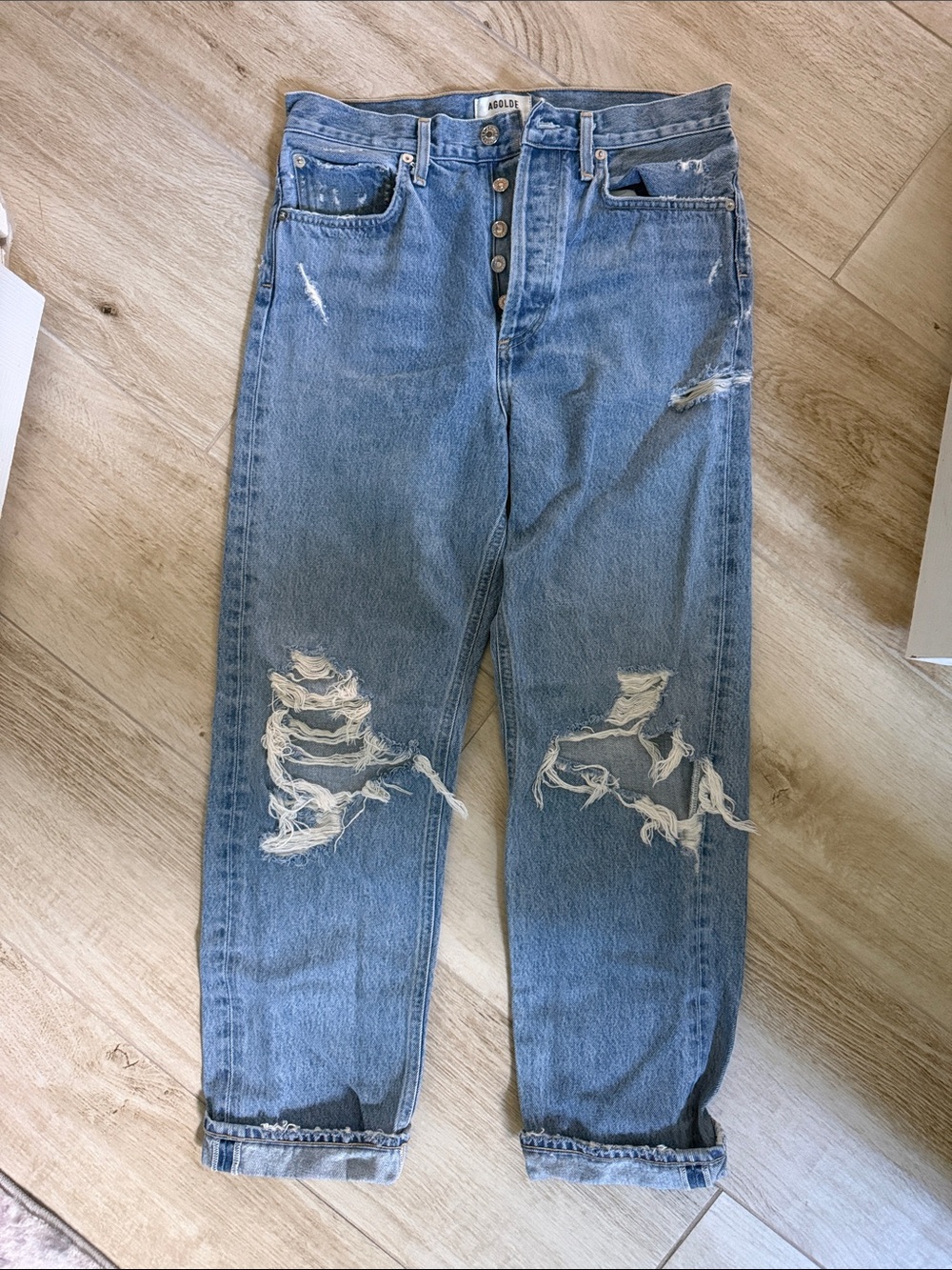 Agolde Light Blue Distressed Relaxed Fit Men’s Jeans